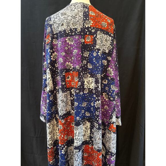Women’s LulaRoe Long Multicolor Floral Patterned Sweater Cardigan Sz XL - Picture 3 of 4